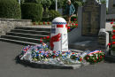 The milestones of liberty, som er rejst fra Utah Beach og Saint-Mere-Eglise og hele vejen til Bastogne i Belgien. Her 0 km i Saint-Mere-Eglise.