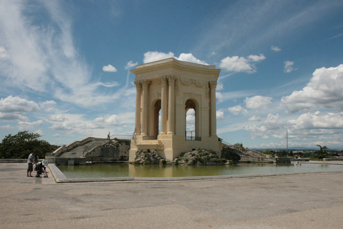 Le Château d’Eau (Vandslottet) i Montpellier. Bygningen ligger på Place Royal du Peyrou, hvor den store aquaduct, der forsynede byen med vand, kommer ind.  
