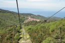 Turen op til Monte Capanne på Elba med svævebanen tager ca. 20 min. Det var en fantastisk oplevelse at stå ude i det fri; det var helt stille, og man kunne høre fuglene. 