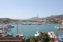 Borgen i Bodrum ligger ved indsejlingen til havnen i Bodrum. Her udsigten oppe fra borgen ud over havnen i Bodrum. I baggrunden ses Bodrum Marina. 