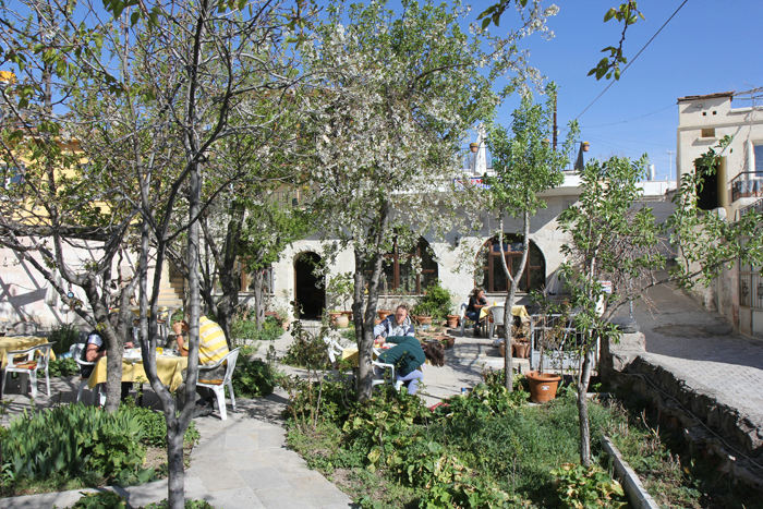 Haven til Kemal’s Guesthouse i Göreme, hvor vi boede på turen rundt i Kappadokien. Her kunne vi spise morgenmad m.m.