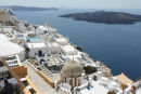 Parti fra Fira på Santorini. Vi var lidt skuffede i begyndelsen - hvor var alle de blå kupler? De kom senere.