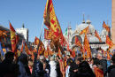 Festligheder på San Marco Pladsen i forbindelse med fejringen af deres skytshelgen Skt. Markus. Der var i hundredvis, der havde medbragt Venedigs flag med Markusløven.