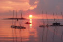 Det blev en rigtig flot solnedgang i L'Aber Wrac'h over skærgården ud mod Atlanterhavet. (Foto Launy)