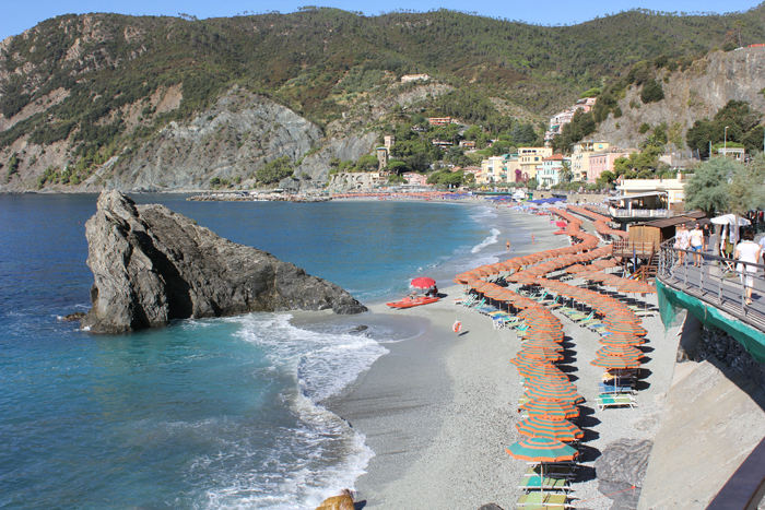 Strandpromenaden i Monterosso, den nordligste af de fem byer i Cinque Terre. Det var herfra, vi startede vor vandretur.