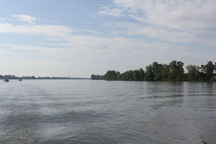 Vi var spændte, da vi sejlede ud på Rhône floden. Vi havde læst, at der passerede ca. 1650 m3 i sekundet. Hvor meget modstrøm gav det? Det var overraskende lidt til at begynde med, men floden var også meget bred på det første stykke. 