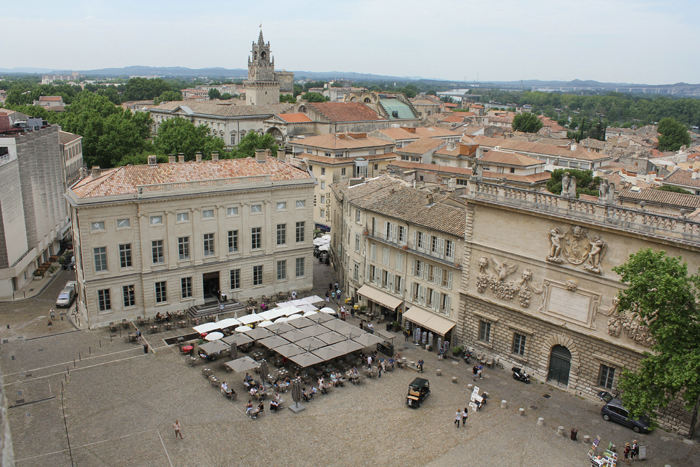 Udsigten ud over Avignon oppe fra taget af Pavepaladset i Avignon.