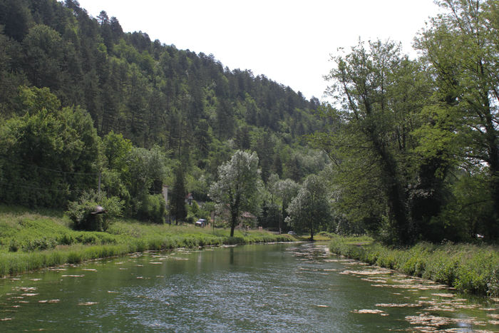 En af de flotte strækninger på Canal entre Champagne et Bourgogne. Det var, da vi passerede Joinville. Læg mærke til den kraftige begroning.  