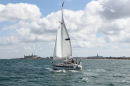 Nausikaa på vej ned gennem Øresund på en lænser i frisk vind. Vi nærmer os Kronborg. (Foto Jakob)