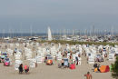 Badestranden i feriebyen Kühlungsborn mellem Rostock og Wismar. I baggrunden marinaen, vi lå i.  